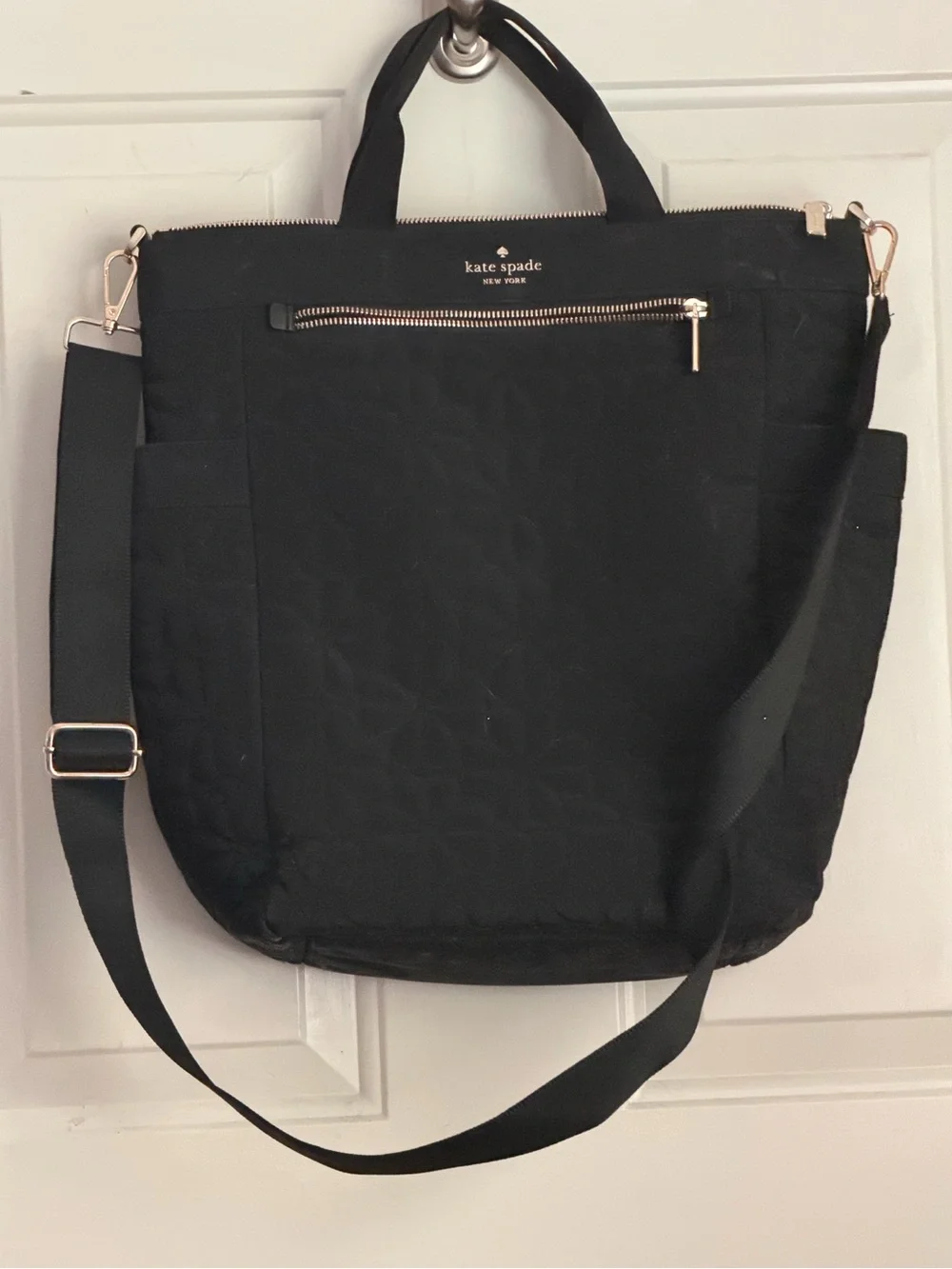 kate spade Black Quilted Tote with Adjustable Crossbody Strap
